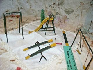 Antique Metal Playground Set - - For Doll House Sized Children - Realistic