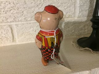 VINTAGE 1930s J CHEIN & CO TIN LITHO WIND UP TOY WALKING WINKING PIG USA 5