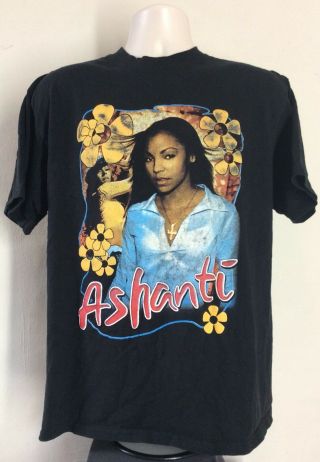 Vtg 2002 Ashanti Foolish T - Shirt Black L/xl Hip Hop R&b Pop Singer Rap Tee