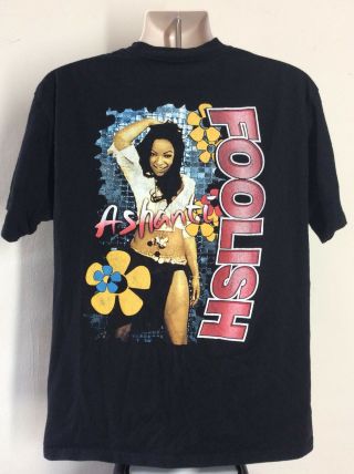 Vtg 2002 Ashanti Foolish T - Shirt Black L/XL Hip Hop R&B Pop Singer Rap Tee 2