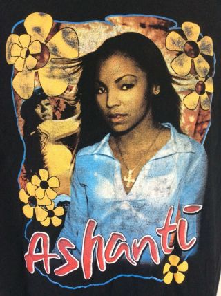 Vtg 2002 Ashanti Foolish T - Shirt Black L/XL Hip Hop R&B Pop Singer Rap Tee 5