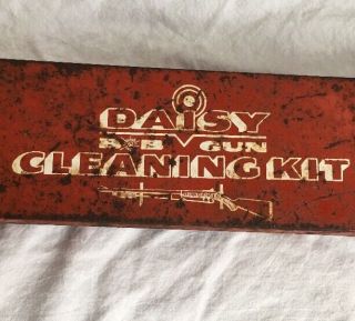 Vintage DAISY BB Gun Cleaning Kit Red Tin ONLY B.  B.  Gun Boy ' s Toy Rusty Gold 3