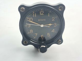 Vintage Wwii Elgin Military Aircraft 8 Day Cockpit Clock 77254 1759