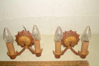 Vtg/antique Cast Iron Candlestick Wall Sconce Architectural Light Fixtures Lamp