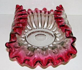 Victorian Art Glass Rubina Elongated Brides Bowl Elongated