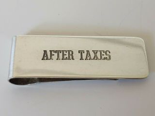 Vintage Cartier Sterling Silver 925 Money Clip " After Taxes " Hallmarked
