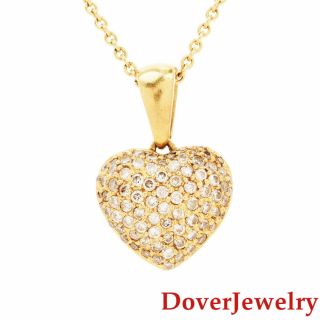 Estate Diamond 18k Yellow Gold Heart Charm Pendant 6.  6 Grams Nr