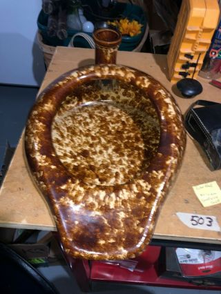 Vintage Ceramic Bed Pan Urinal Brown Rare