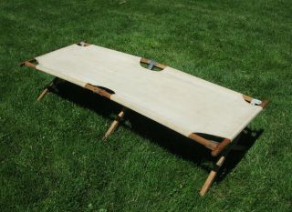 Ww2 Usmc Usn Wood And Canvas Folding Cot Complete