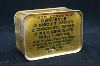 Ww2 Canadian Soldiers Biscuit & Chocolate Ration Tin