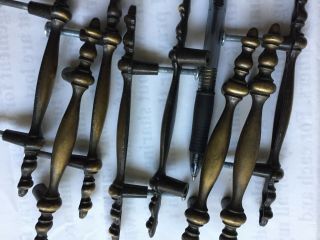 VINTAGE SET of 8 BRASS FINISHED METAL DRAWER PULL HANDLES 1968 2