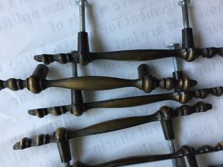 VINTAGE SET of 8 BRASS FINISHED METAL DRAWER PULL HANDLES 1968 3