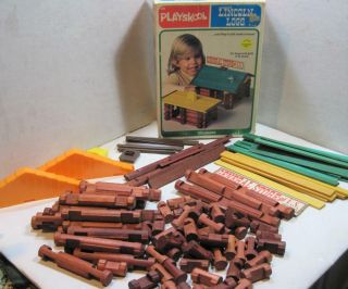 Vintage 1978 Lincoln Logs Set 885 W Box 103pcs Complete Playskool