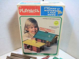 Vintage 1978 Lincoln Logs set 885 w Box 103pcs Complete Playskool 6