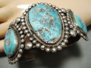 One Of The Best Vintage Ingot Persin Turquoise Hand Tooled Bracelet Old