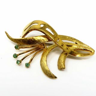 Nyjewel 18k Yellow Italy Gold Natural Emerald Pin Brooch 54 X 39mm 8.  9 Grams