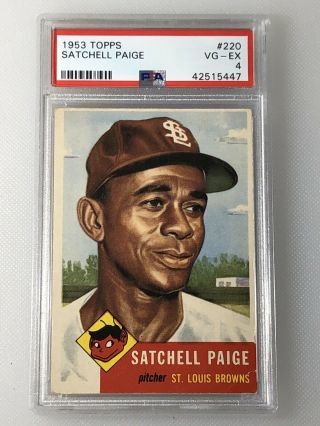 1953 Topps Satchell Paige 220 Vg - Ex Psa 4 Vintage Baseball Card Hof Rare