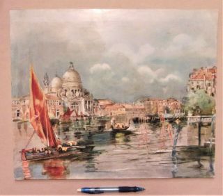 An Outstanding Mid - 1800 ' s LARGE 22 x 28 Handpainted Tile or Plaque,  Venice Italy 8