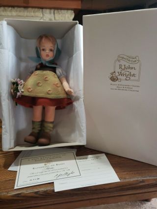 Vintage Artist R.  John Wright Felt Raindrops On Roses Marta Doll