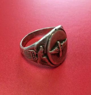 Vintage Wwii Ww2 Usaac Us Army Air Corps Sterling Silver Ring Size 10.  5 Military