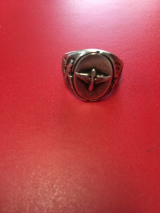 Vintage WWII WW2 USAAC US Army Air Corps Sterling Silver Ring Size 10.  5 Military 2