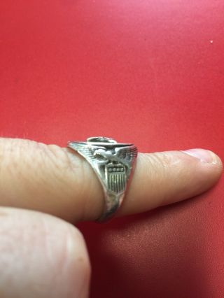 Vintage WWII WW2 USAAC US Army Air Corps Sterling Silver Ring Size 10.  5 Military 7