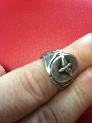 Vintage WWII WW2 USAAC US Army Air Corps Sterling Silver Ring Size 10.  5 Military 8