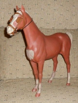 Large 1965 Louis Marx Brown Horse On Wheels - 13 Inches In Height