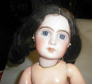 Bebe Jumeau Antique Doll French Bisque 19 1/2 ' with necklace 2