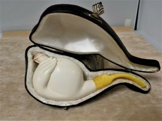 Unique Vintage Unsmoked Meerschaum Pipe Fitted Case Must Look