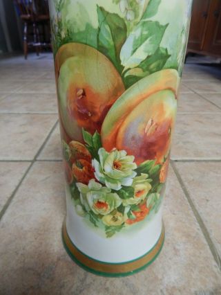 Antique Usona Goodwin American Porcelain Fabulous Fruit,  Flower 13 " Tankard