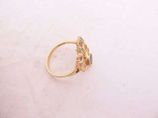 18ct gold diamond,  sapphire,  emerald & ruby heavy ring,  18k 750 2
