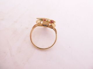 18ct gold diamond,  sapphire,  emerald & ruby heavy ring,  18k 750 3