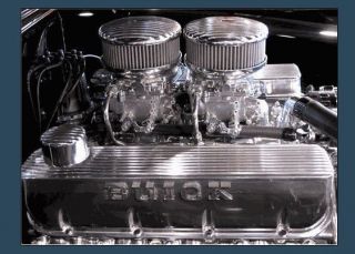 Dual Quad Finned Air Cleaners Pair 2x4 Carburetor Carb Intake Rat Vtg Hot Rod V8