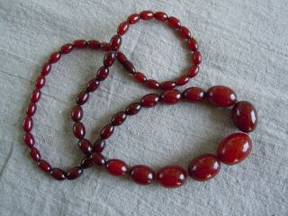 Cherry Amber Bakelite Faturan Necklace 67.  8 Grams
