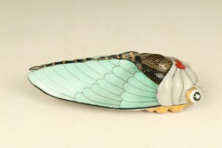 Rare Chinese Old Porcelain Hand Painting Cicada Statue Snuff Bottle