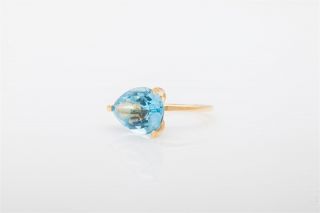 Antique 1950s $5000 10ct Pear Cut Aquamarine 14k Yellow Gold Ring UNIQUE 8g 2