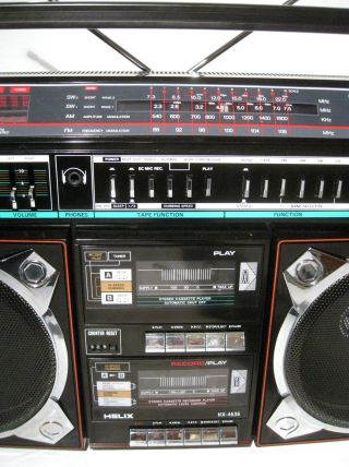 Helix HX - 4636 Jumbo Vintage Stereo Boombox Portable Dual Cassette AM - FM - SW. 8