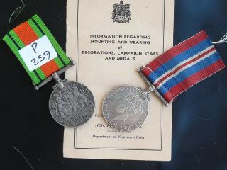 Vintage 2 X War Medaldefence,  Victory,  Booklet Decoration Campaign Stars