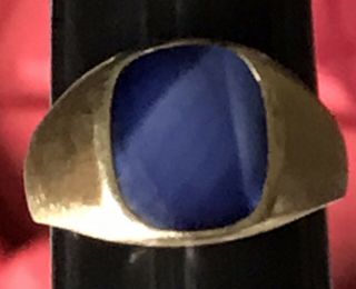 Vintage 1960s 14k Solid Yellow Gold Ring/4 ctw.  Blue Star sapphire,  5.  6 grams 6