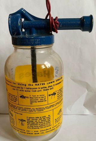 Vtg HAYES 15 Gallon Lawn Garden Sprayer Glass Bottle Metal BLUE Nozzle 2
