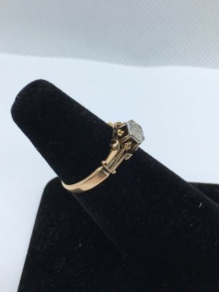 VINTAGE ANTIQUE 14K YELLOW GOLD RING WITH 4.  82mm ROUND DIAMOND SZ 6 1/4 2.  56g 3