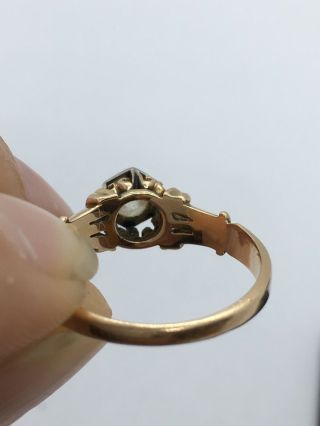 VINTAGE ANTIQUE 14K YELLOW GOLD RING WITH 4.  82mm ROUND DIAMOND SZ 6 1/4 2.  56g 5