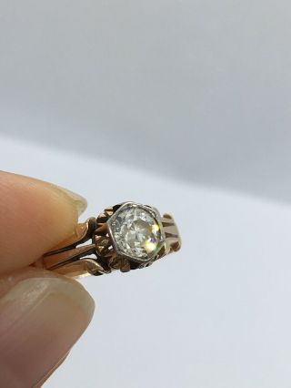 VINTAGE ANTIQUE 14K YELLOW GOLD RING WITH 4.  82mm ROUND DIAMOND SZ 6 1/4 2.  56g 6