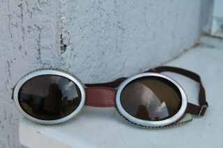 Wwii Ww2 Old Glasses For Motor,  Pilot,  Flyer,  Airman,  Aviator