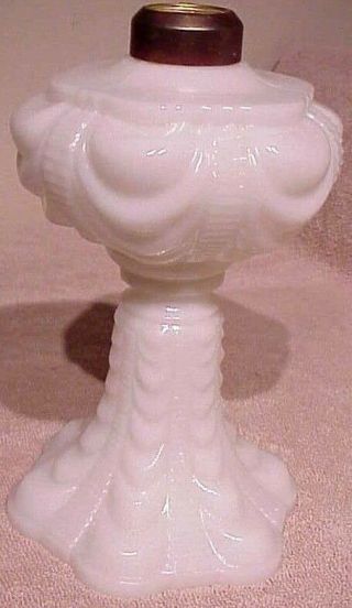 Vintage Antique 10 " Tall Draped White Milk Glass Oil Lamp Base Only (no Burner)