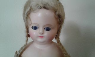 Wax Over Composition 15 1/2 " German Doll Antique With Lovely Mohair Wig