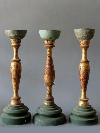 & Most Rare 3 Antique Candle Holders Don 