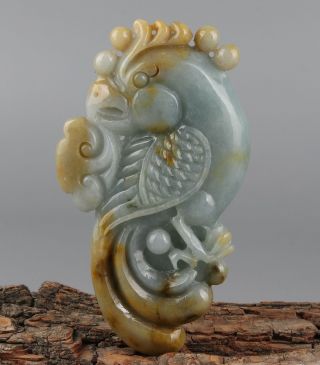Chinese Exquisite Hand - Carved Jadeite Jade Parrot Pendant