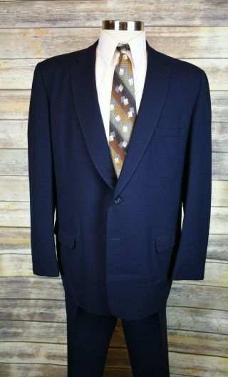 Vintage 1950s Bond Mens Blue Wool Suit Dated 43l